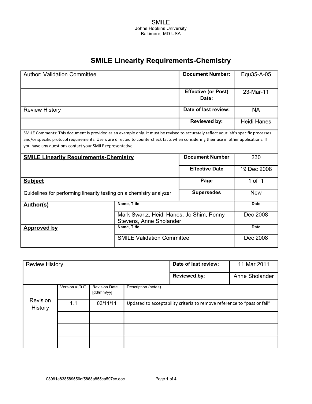 Quantitative Validation Overview