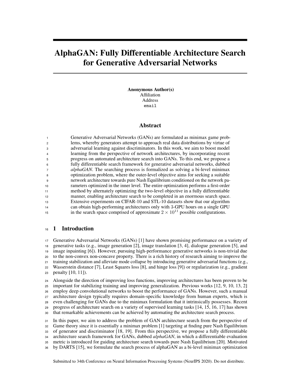 Alphagan: Fully Differentiable Architecture Search for Generative Adversarial Networks