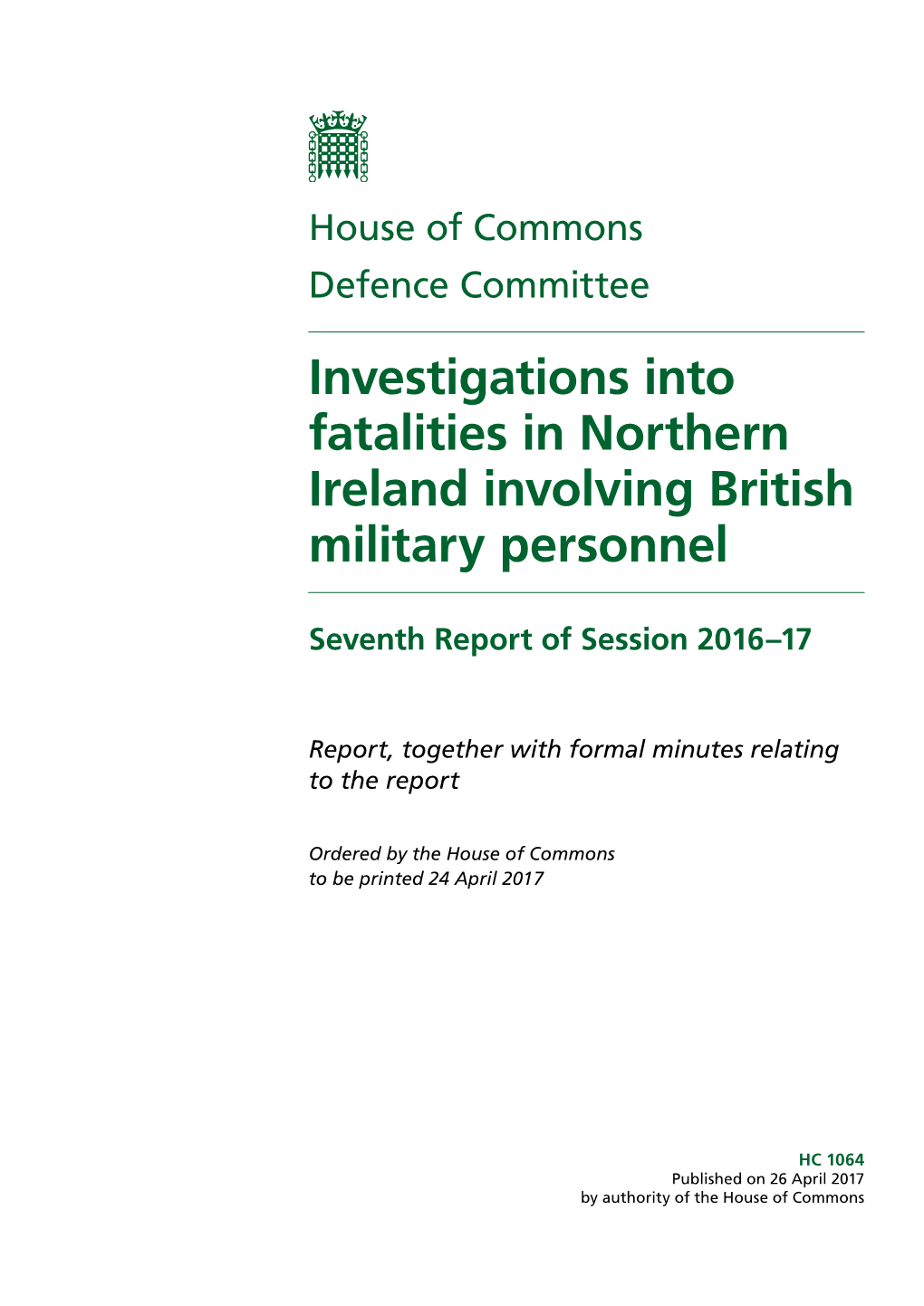 Investigations Into Fatalities in Northern Ireland Involving British Military Personnel