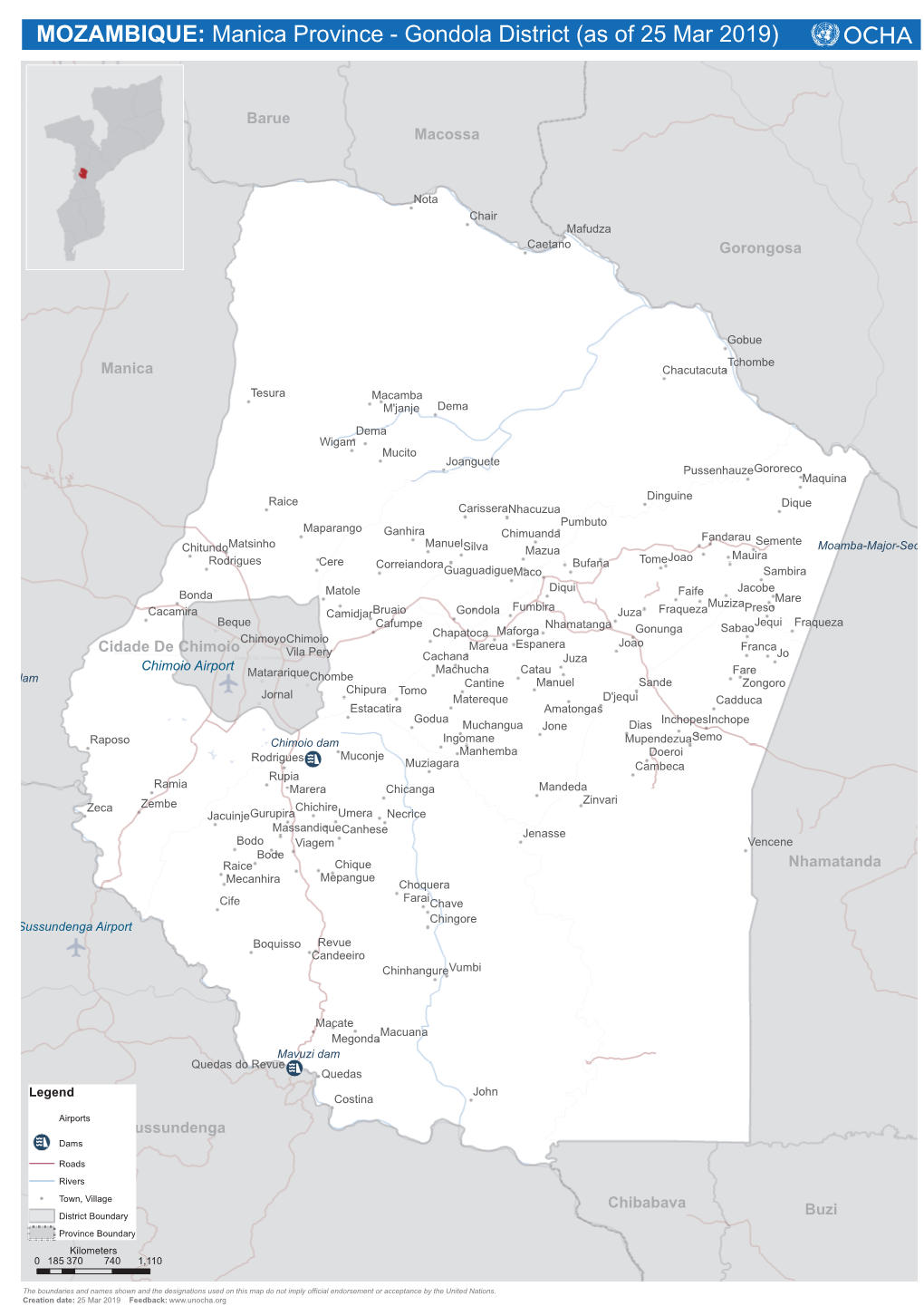 MOZAMBIQUE: Manica Province - Gondola District (As of 25 Mar 2019)