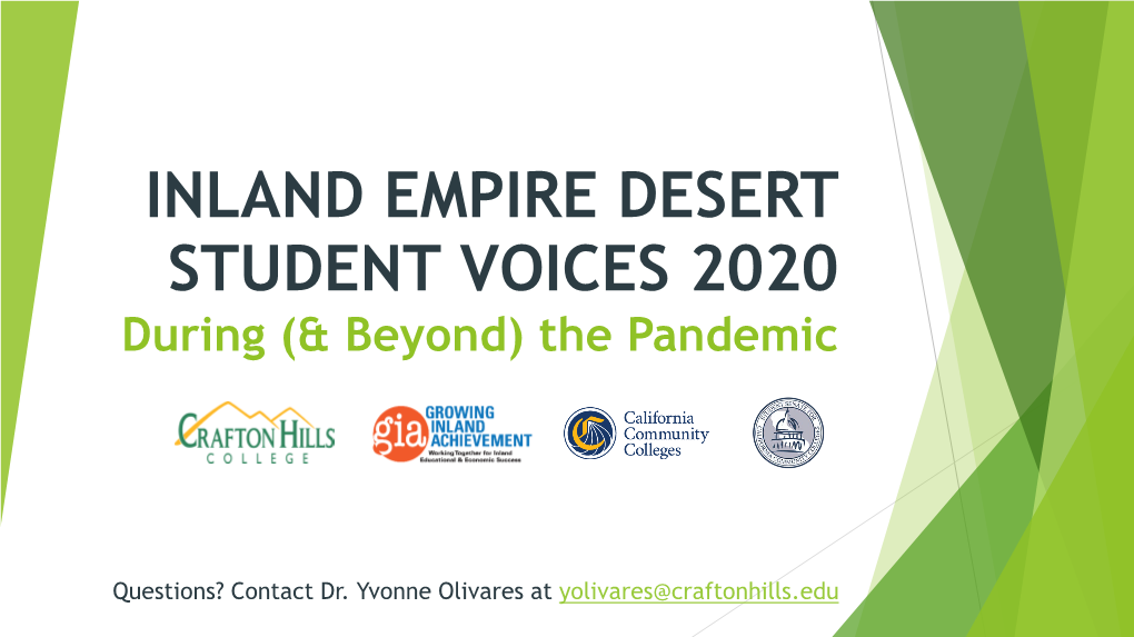 STUDENT VOICES 2020 During (& Beyond) The