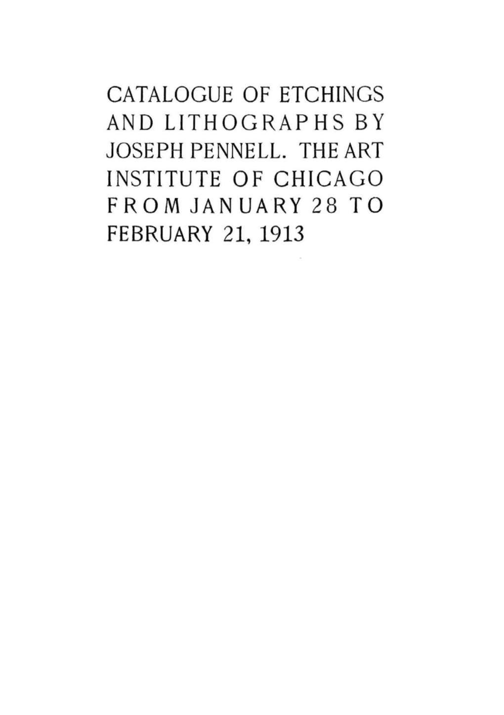 Catalogue of Etchings and Lithographs by Joseph Pennell