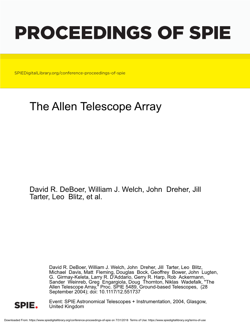 The Allen Telescope Array