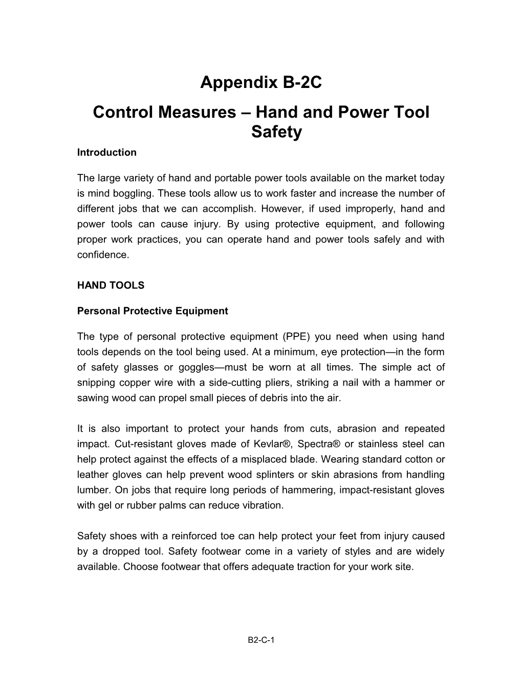 Hand and Power Tool Safety