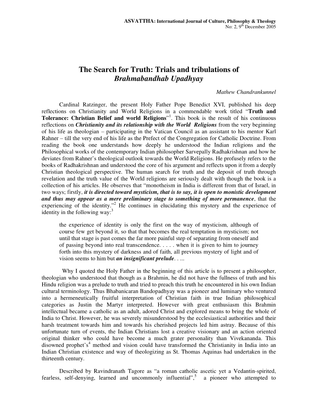 Trials and Tribulations of Brahmabandhab Upadhyay