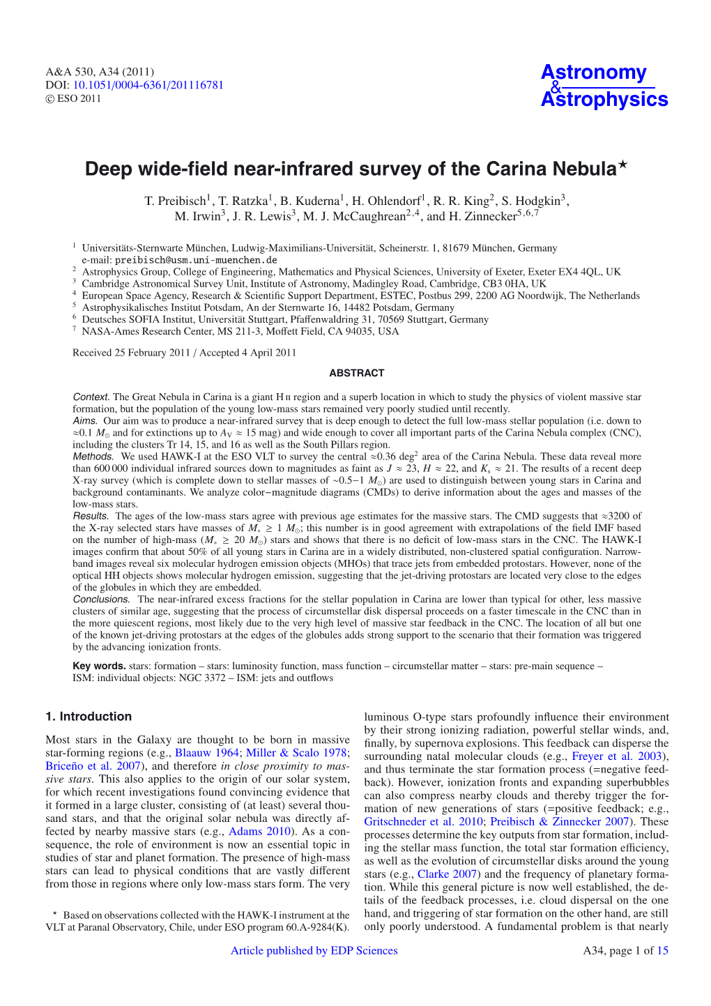 Deep Wide-Field Near-Infrared Survey of the Carina Nebula⋆