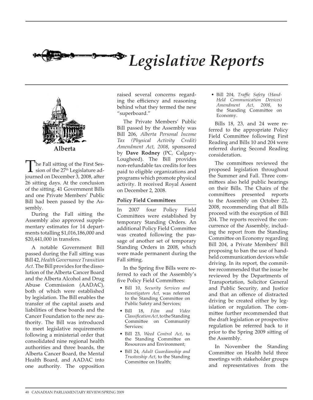 Legislative Reports