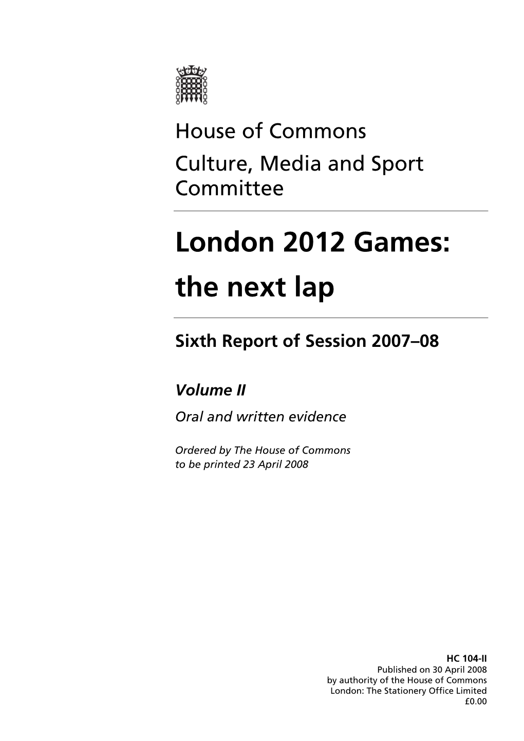 London 2012 Games: the Next Lap