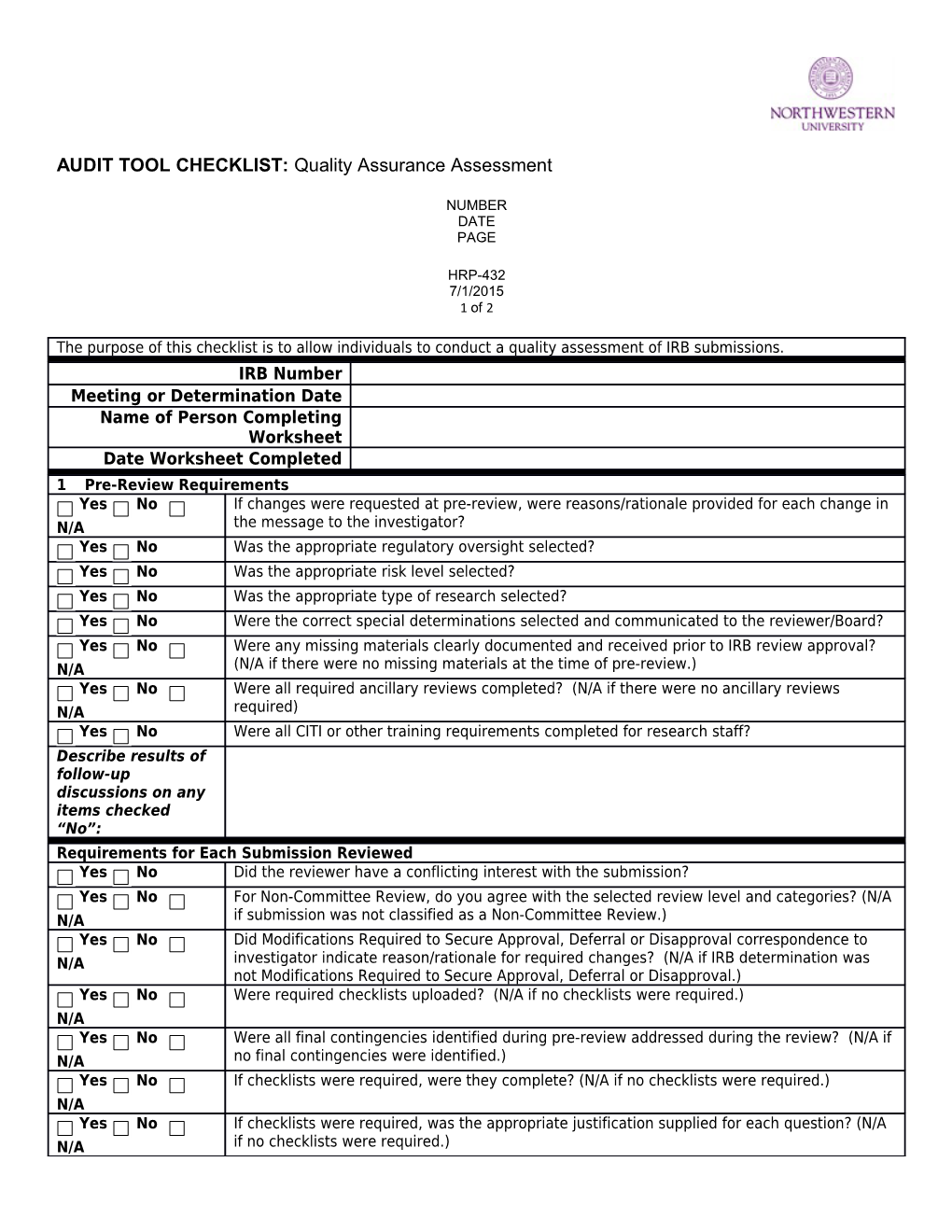 CHECKLIST: Minutes Quality Improvement Assessment