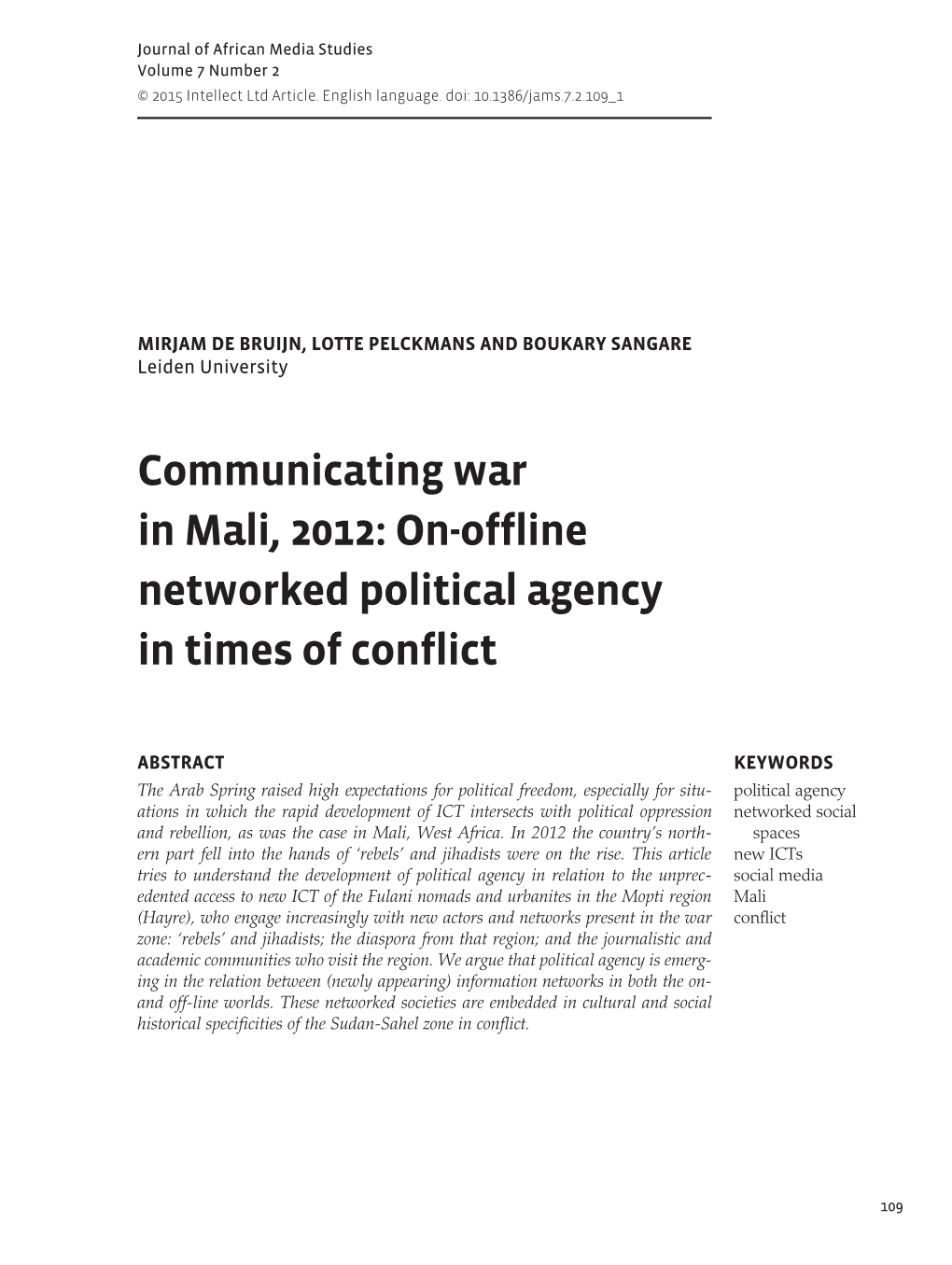 Communicating War Mali
