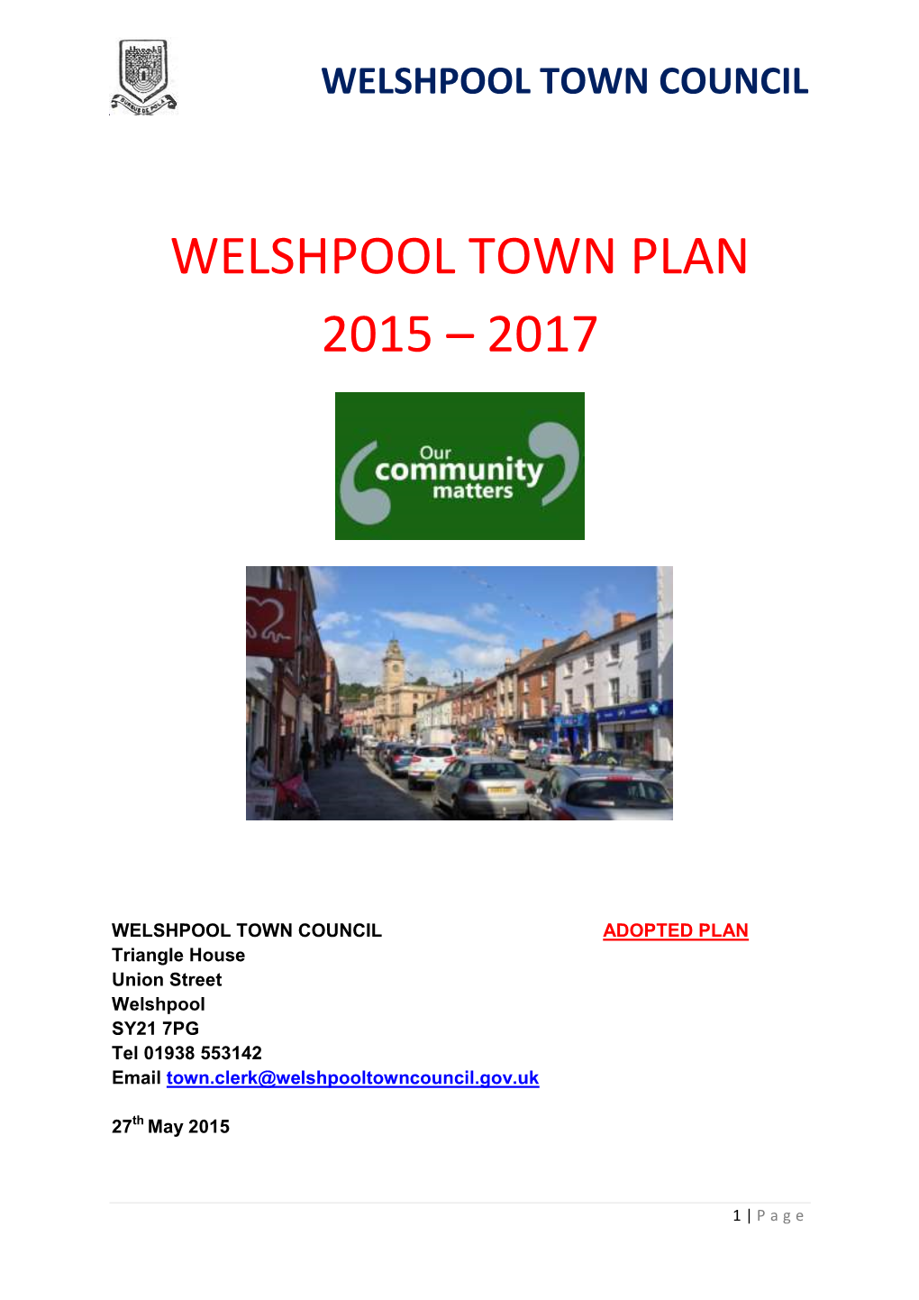 Welshpool Town Plan 2015 – 2017