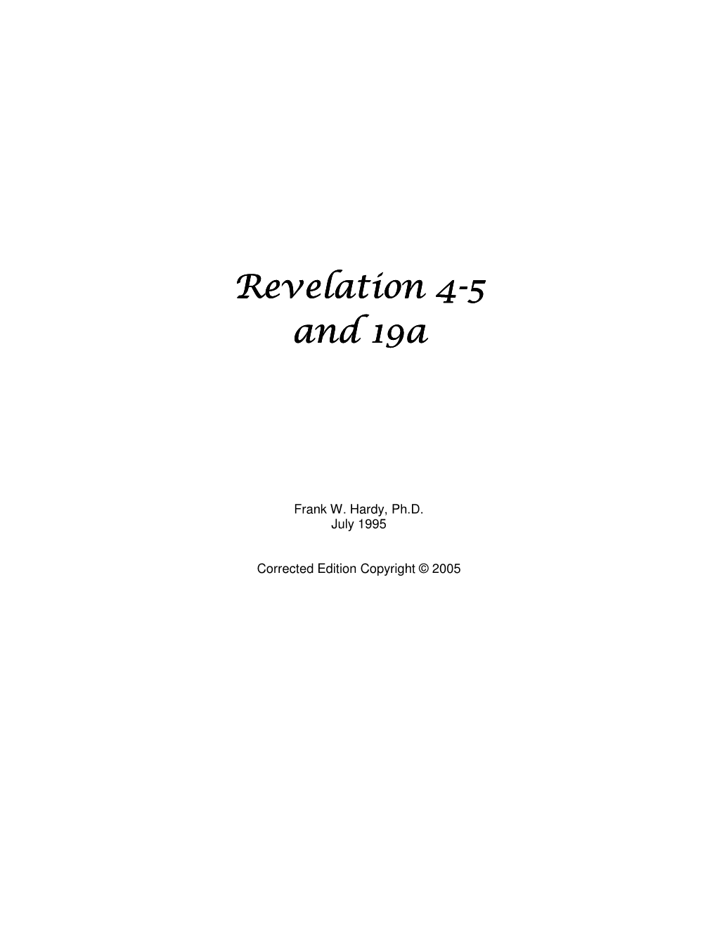 Revelation 4 Revelation 4-5 And