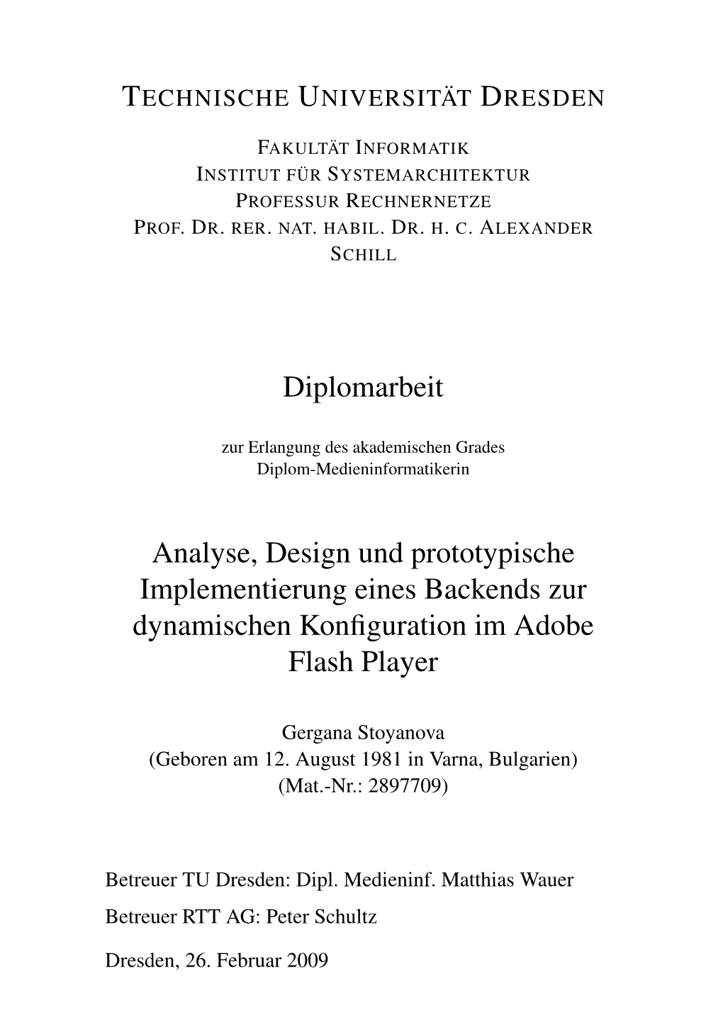 Diplomarbeit Analyse, Design Und Prototypische Implementierung