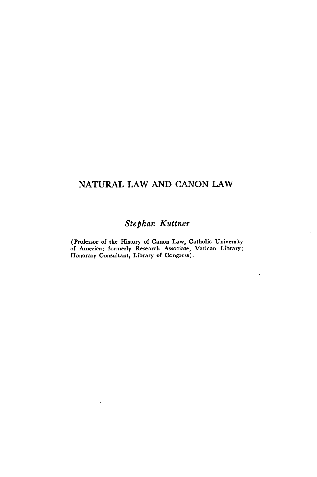 Natural Law and Canon Law