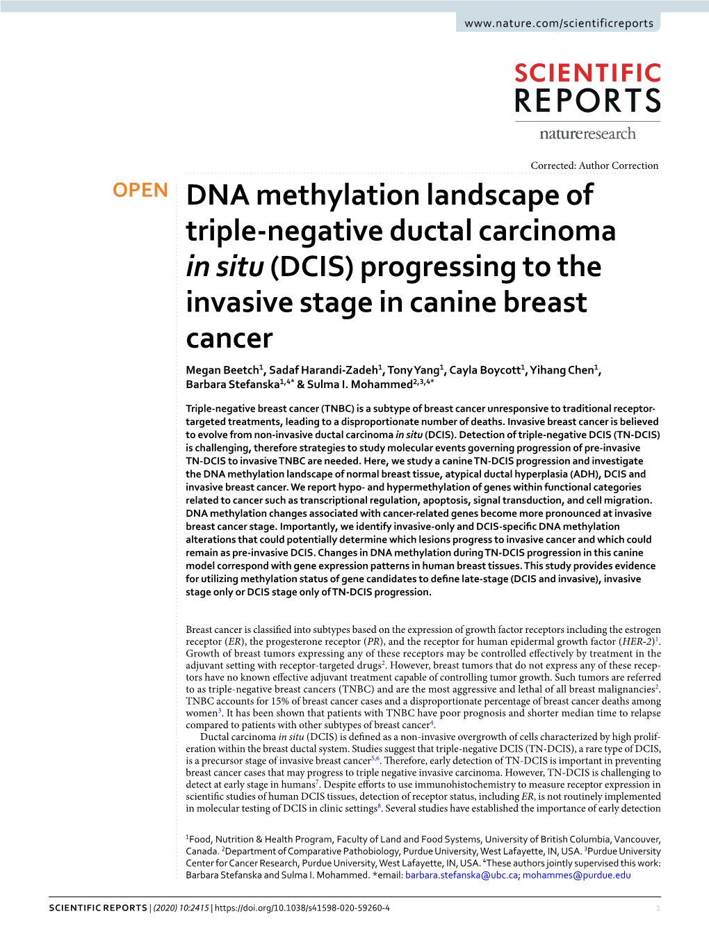 DNA Methylation Landscape of Triple-Negative Ductal Carcinoma in Situ