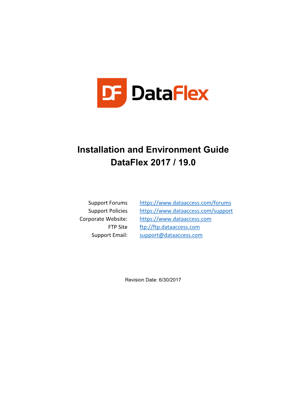 Installation and Environment Guide Dataflex 2017 / 19.0