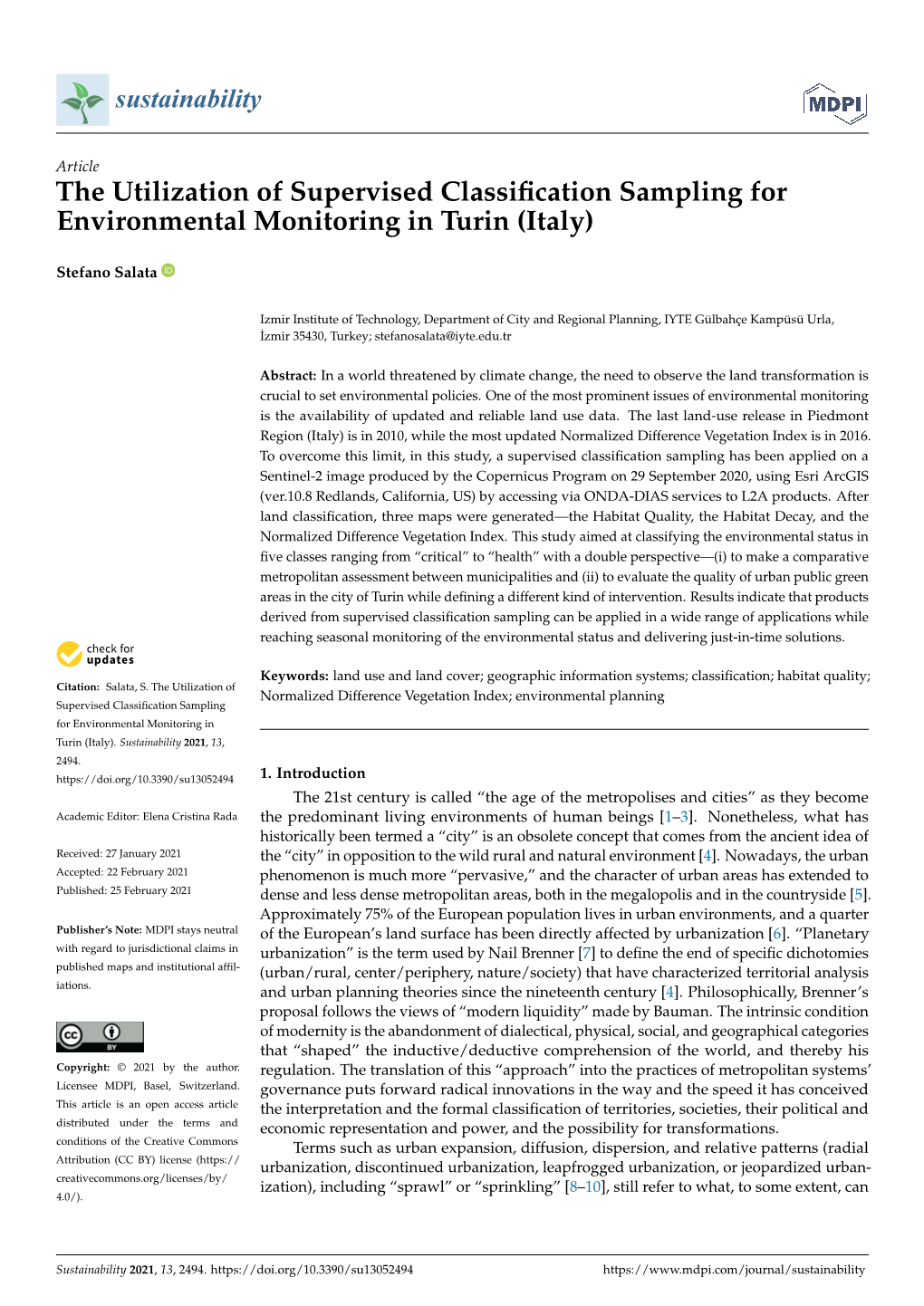 The Utilization of Supervised Classification Sampling For