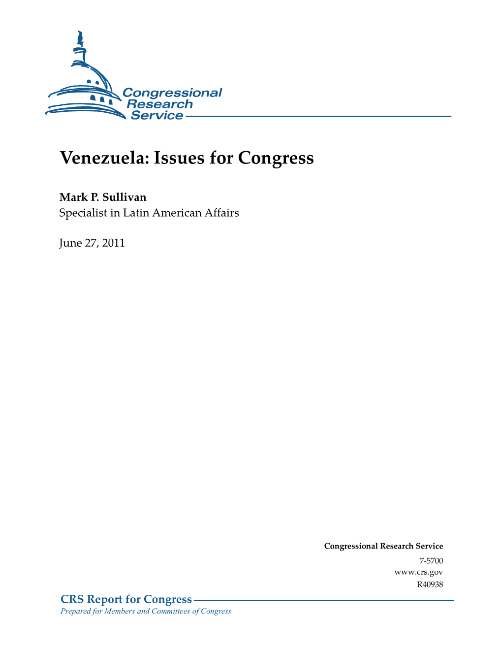 Venezuela: Issues for Congress
