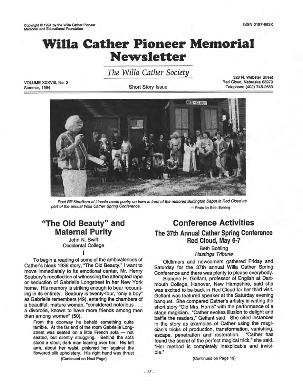 Willa Cather Pioneer Memorial Newsletter