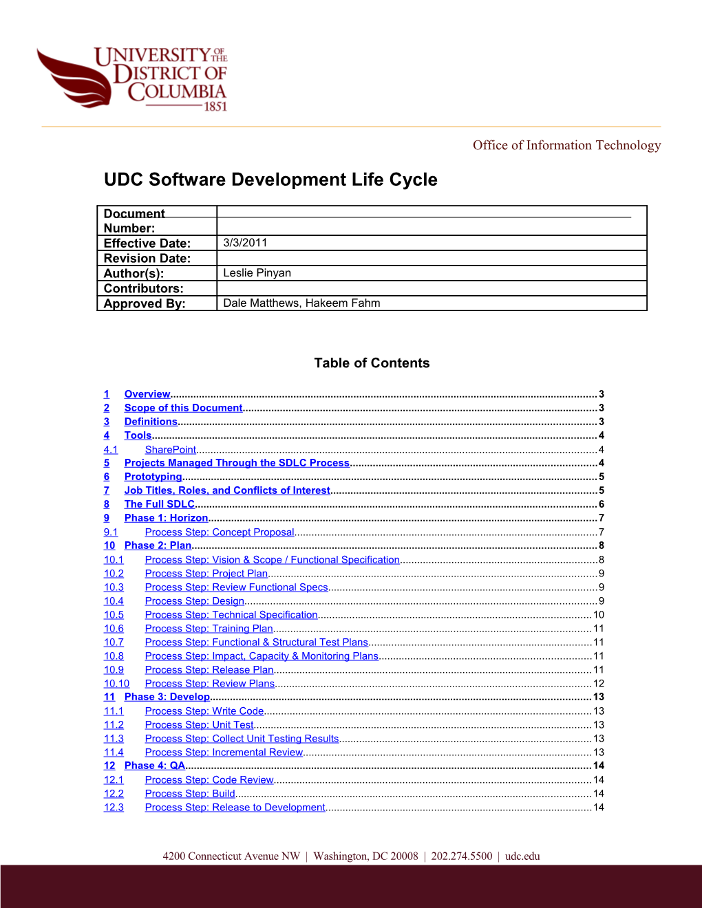UDC Software Development Life Cycle