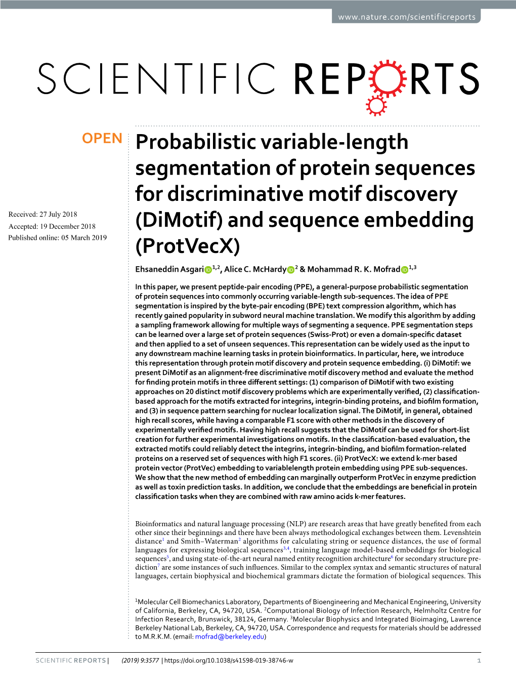 Probabilistic Variable-Length Segmentation of Protein Sequences