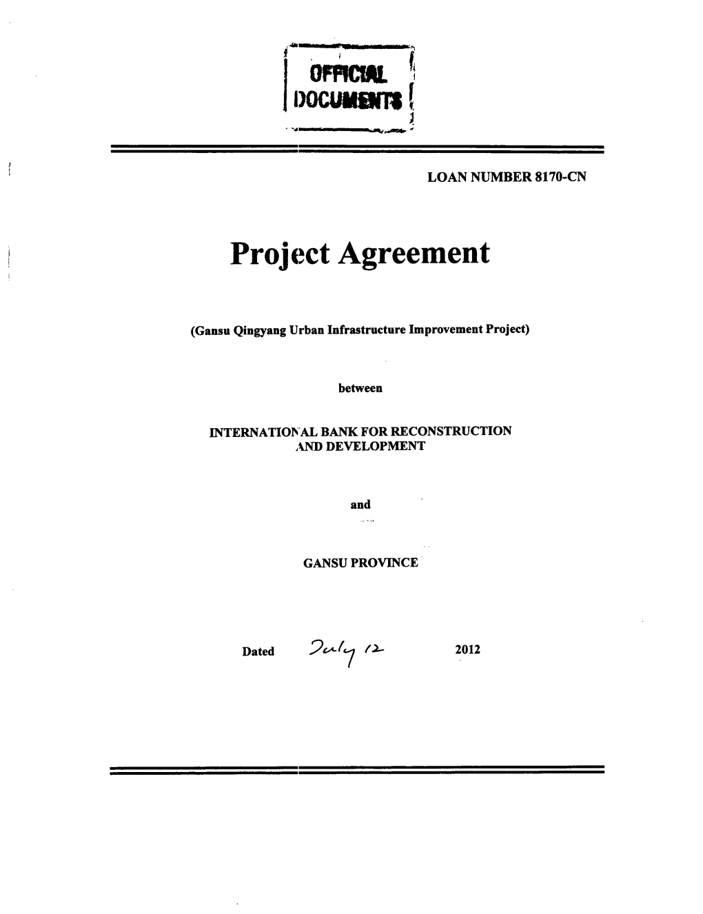 Project Agreement