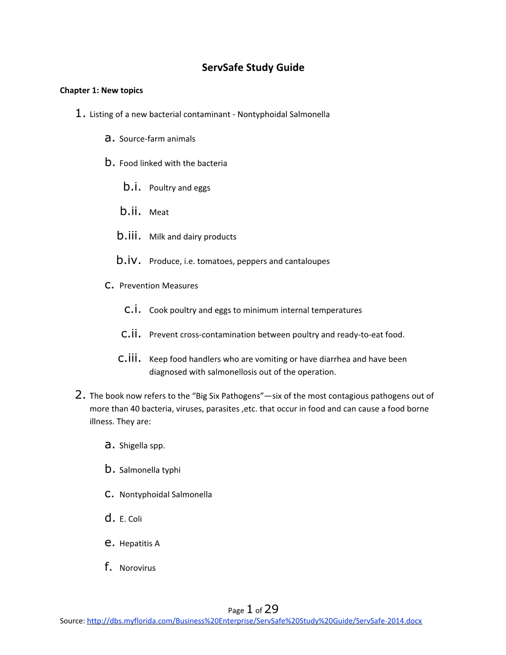 Servsafe Study Guide