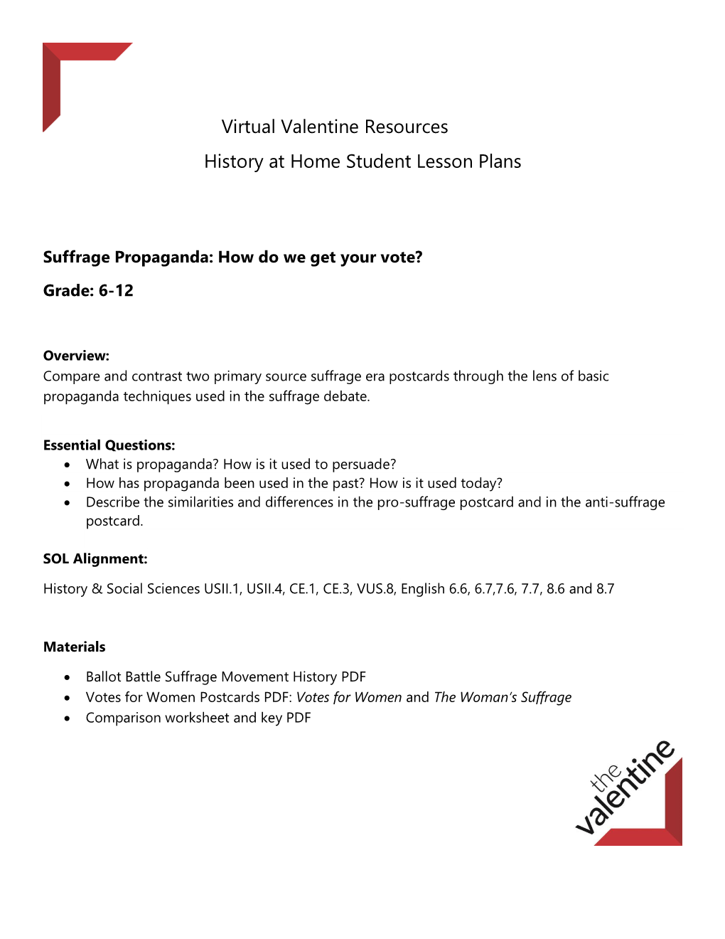 Analyzing Suffrage Propaganda Lesson Plan