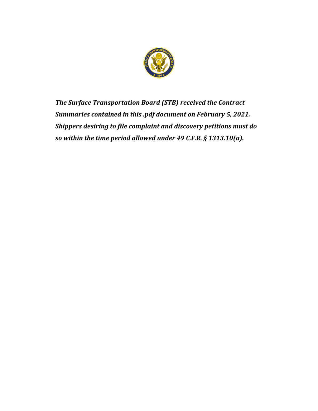 Csx Transportation Contract Summary