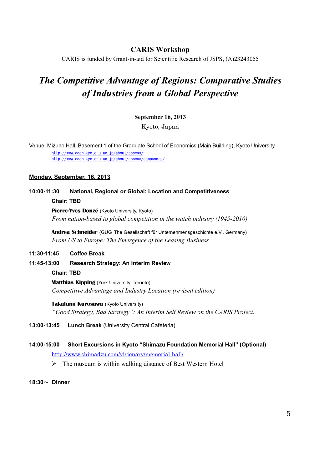 The Competitive Advantage of Regions: Comparative Studies of Industries from a Global Perspective