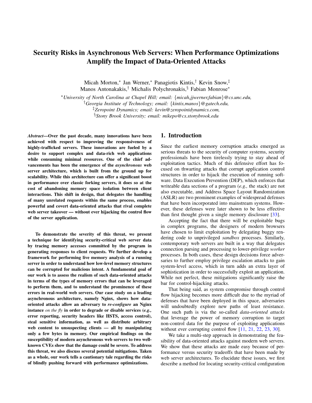 Security Risks in Asynchronous Web Servers: When Performance Optimizations Amplify the Impact of Data-Oriented Attacks