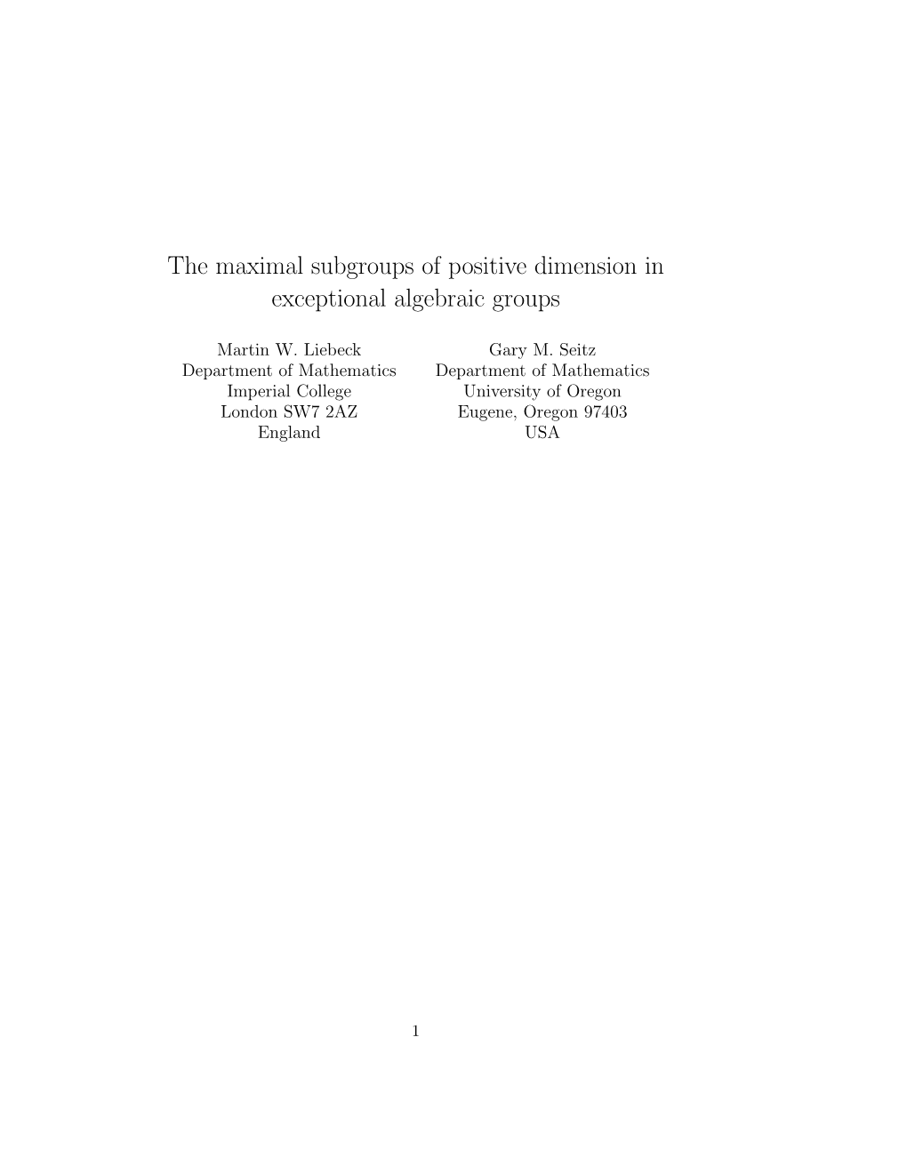 The Maximal Subgroups of Positive Dimension in Exceptional Algebraic Groups