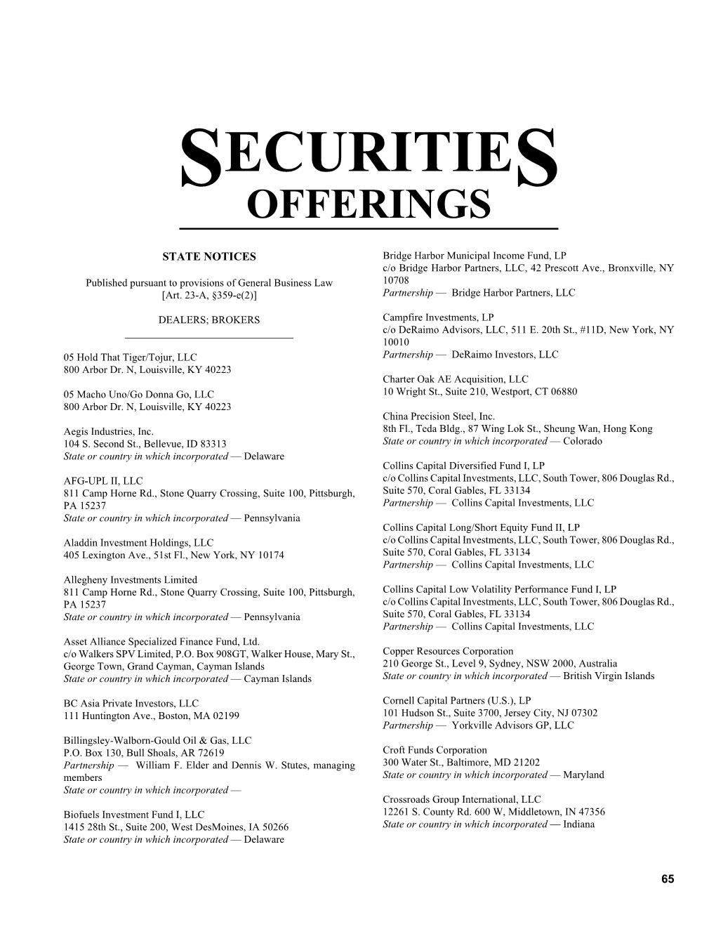 Securities Offerings