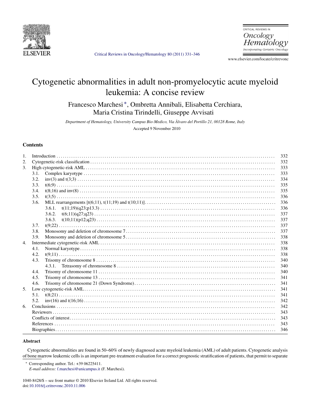 Cytogenetic Abnormalities in Adult Non