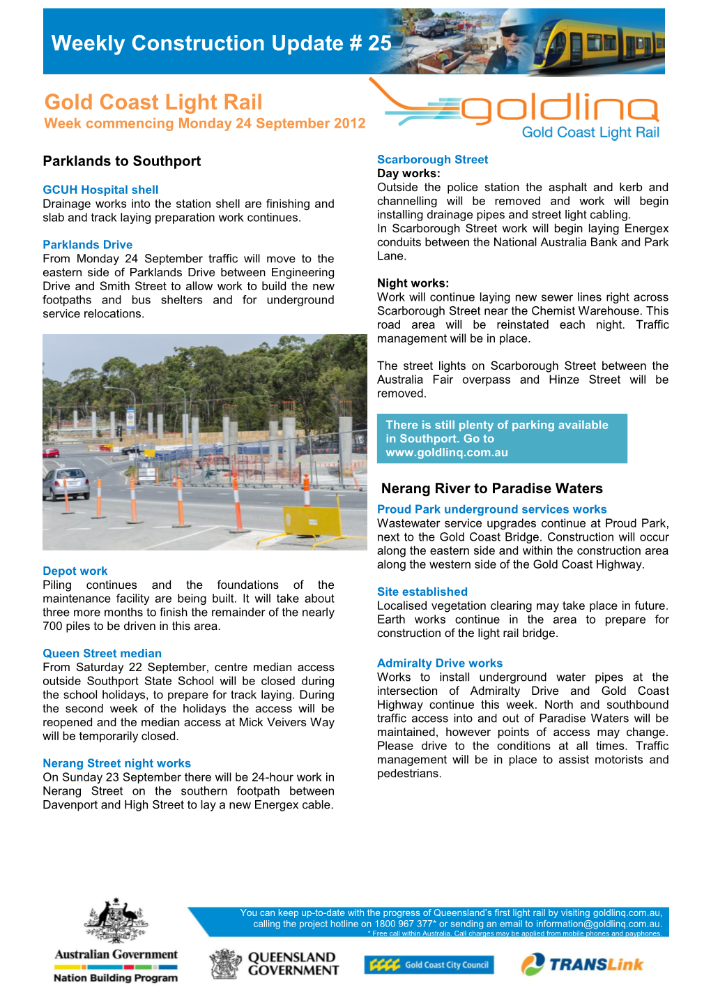 Gold Coast Light Rail Weekly Construction Update # 25