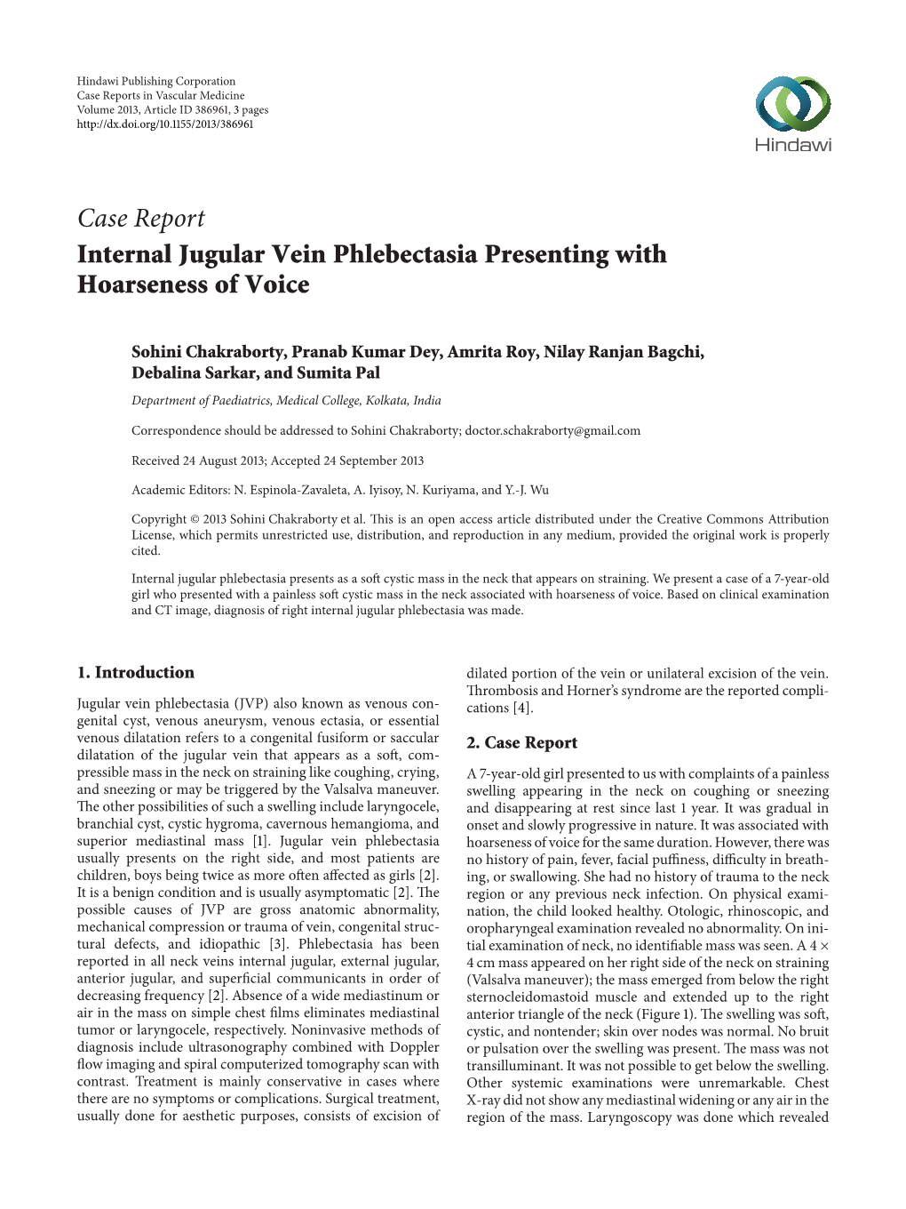 Internal Jugular Vein Phlebectasia Presenting with Hoarseness of Voice