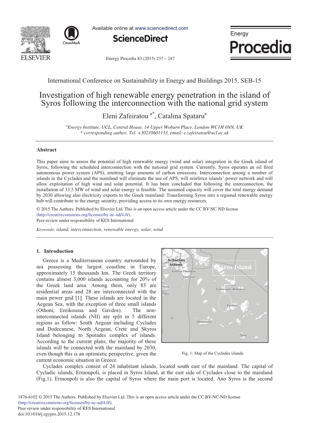 Investigation of High Renewable Energy Penetration in the Island Of