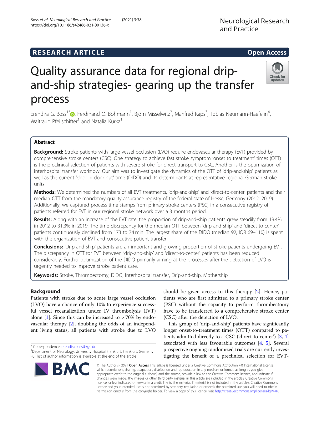 Quality Assurance Data for Regional Drip-And-Ship Strategies- Gearing up the Transfer Process