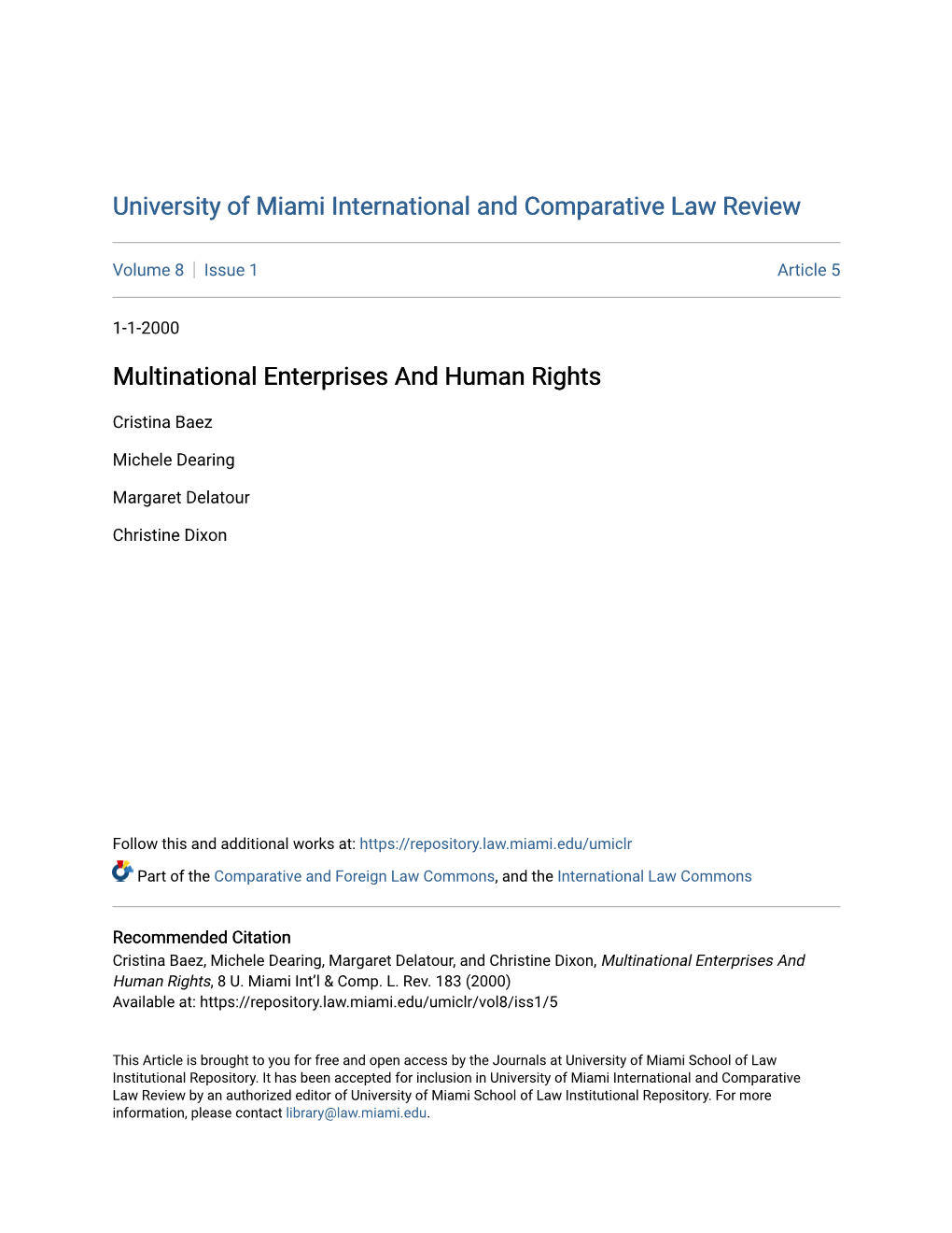 Multinational Enterprises and Human Rights