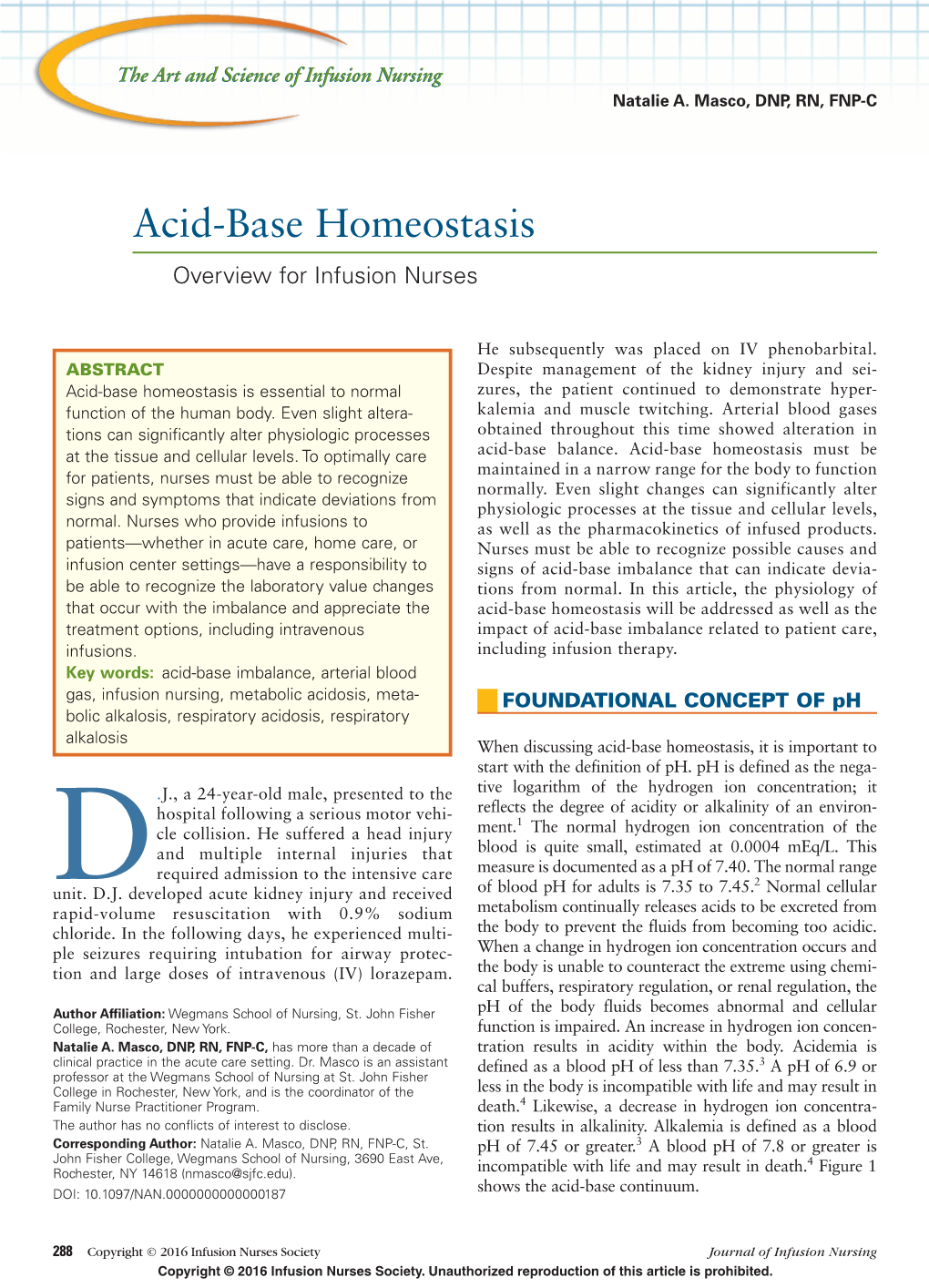 Acid-Base Homeostasis Overview for Infusion Nurses