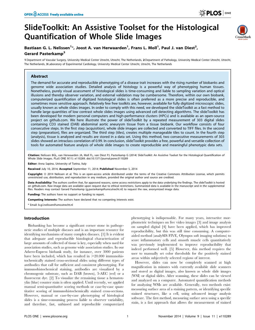 An Assistive Toolset for the Histological Quantification of Whole Slide Images