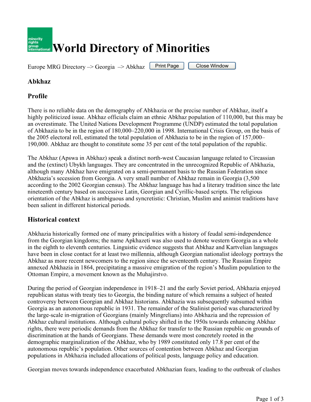 World Directory of Minorities