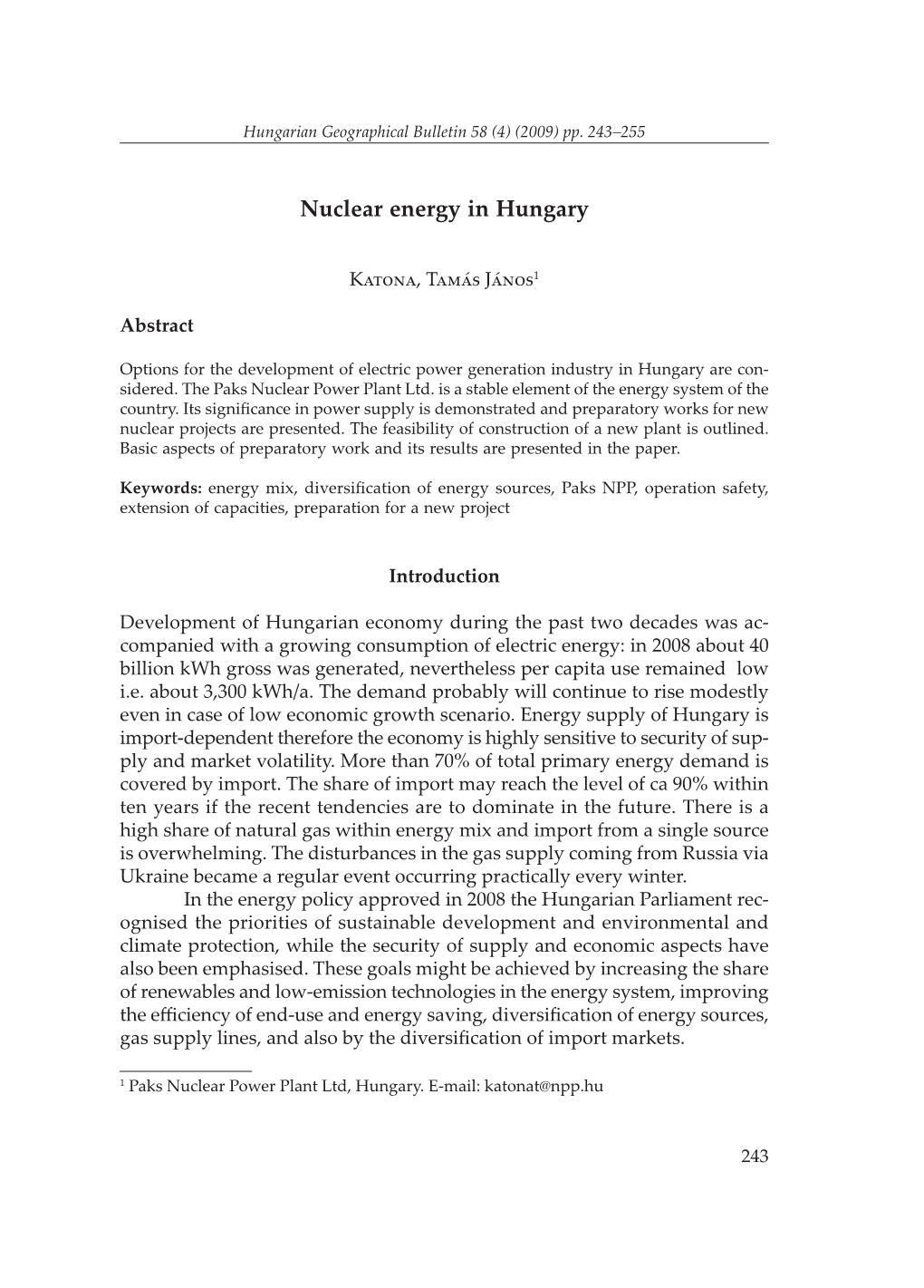 Nuclear Energy in Hungary