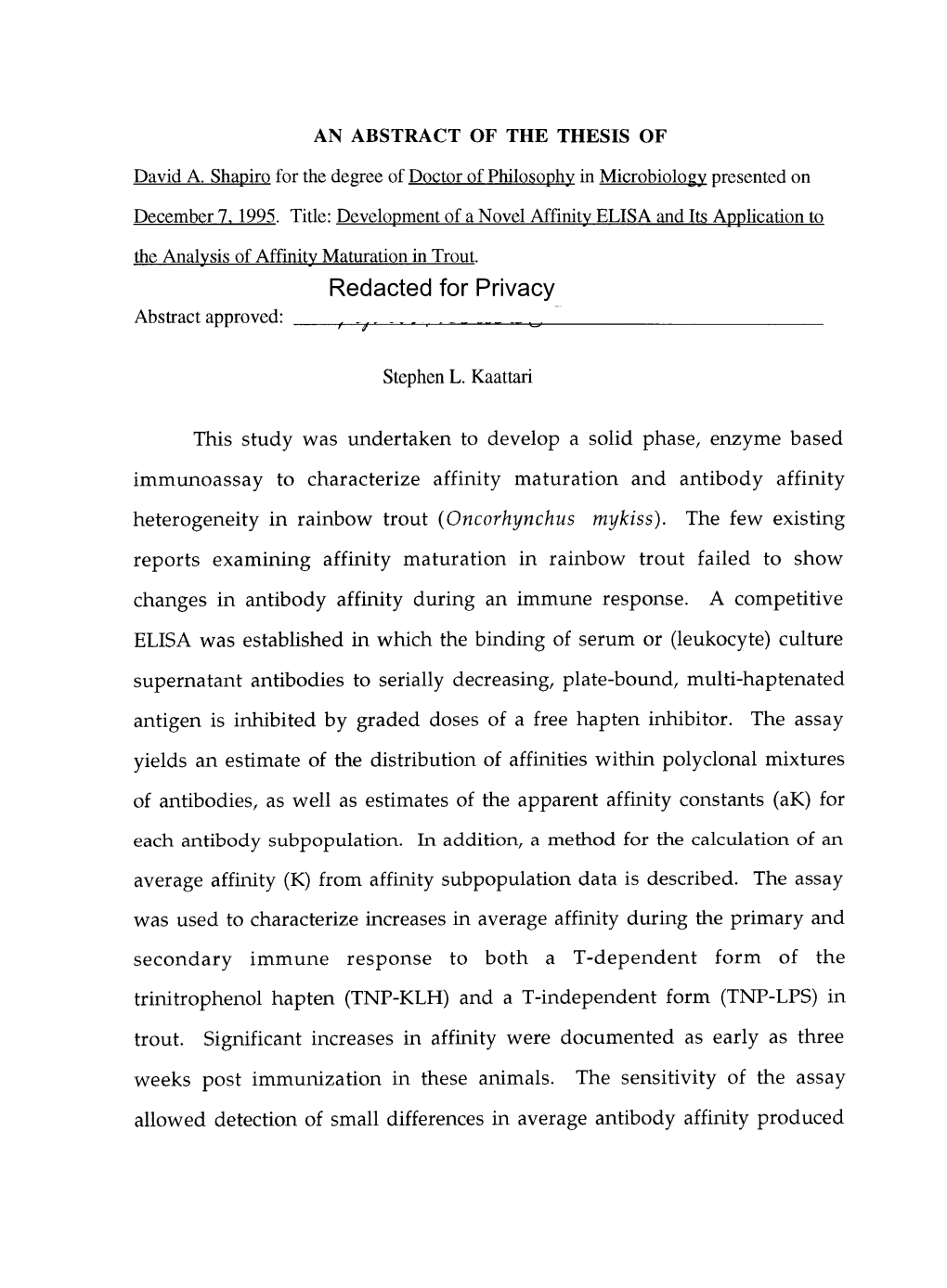 Developmental of a Novel Affinity ELISA and Ita Application to The