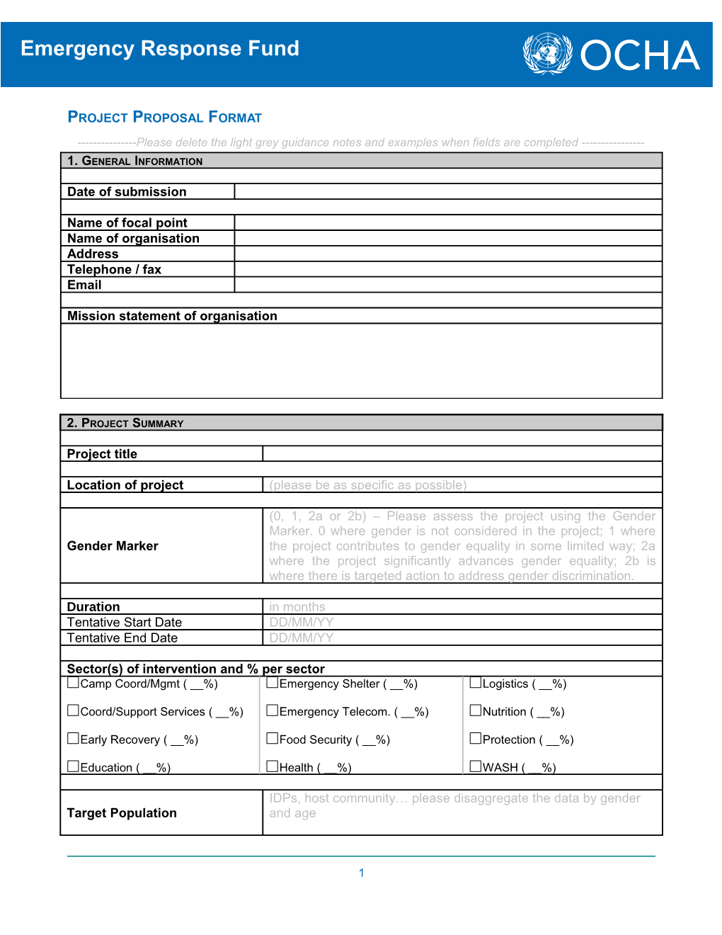 Annex VIII. Project Proposal (Narrative) Template (For Short Version)