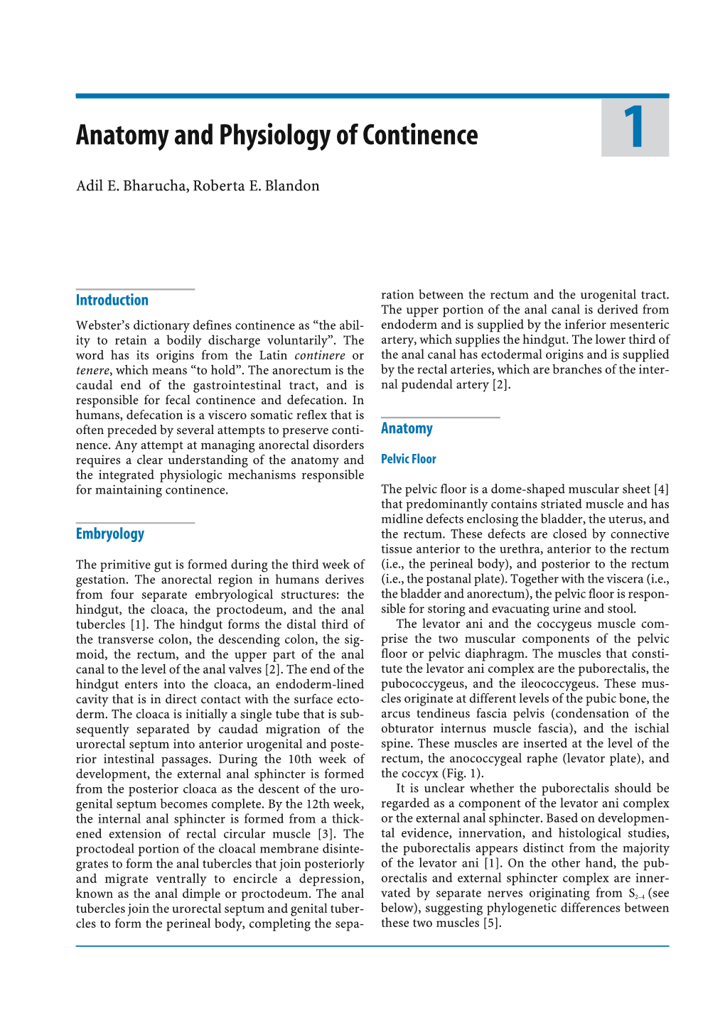 Anatomy and Physiology of Continence 1