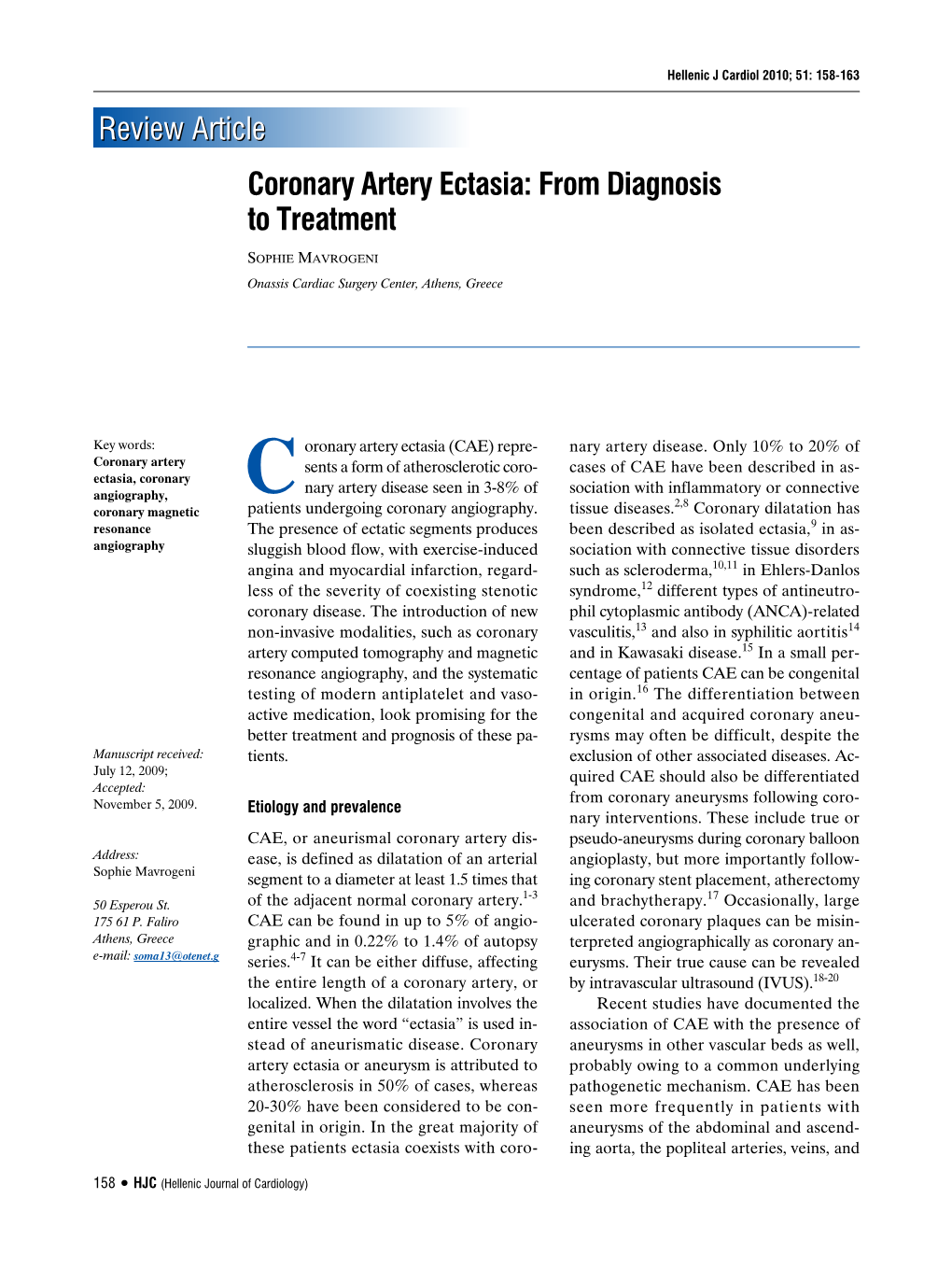 Coronary Artery Ectasia: from Diagnosis to Treatment