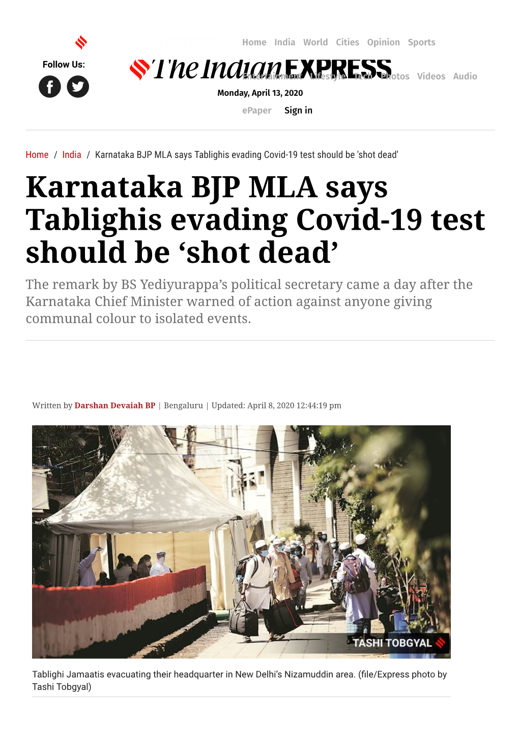 Karnataka BJP MLA Says Tablighis Evading Covid-19 Test Should Be