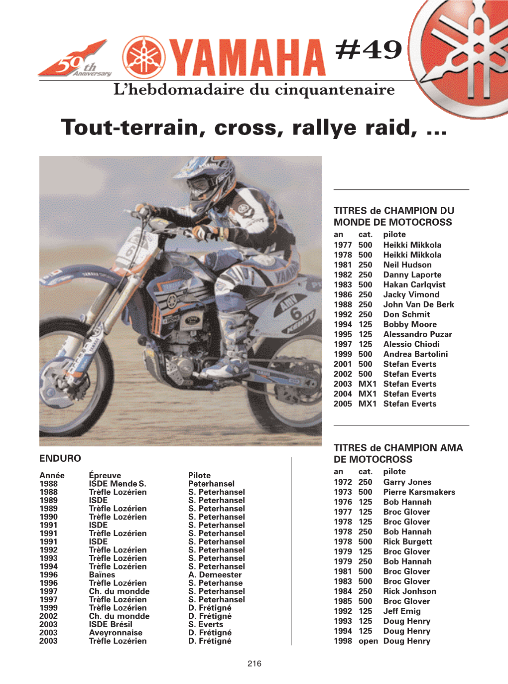 Tout-Terrain, Cross, Rallye Raid,