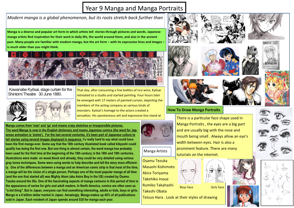 Year 9 Manga and Manga Portraits Modern Manga Is a Global Phenomenon, but Its Roots Stretch Back Further Than